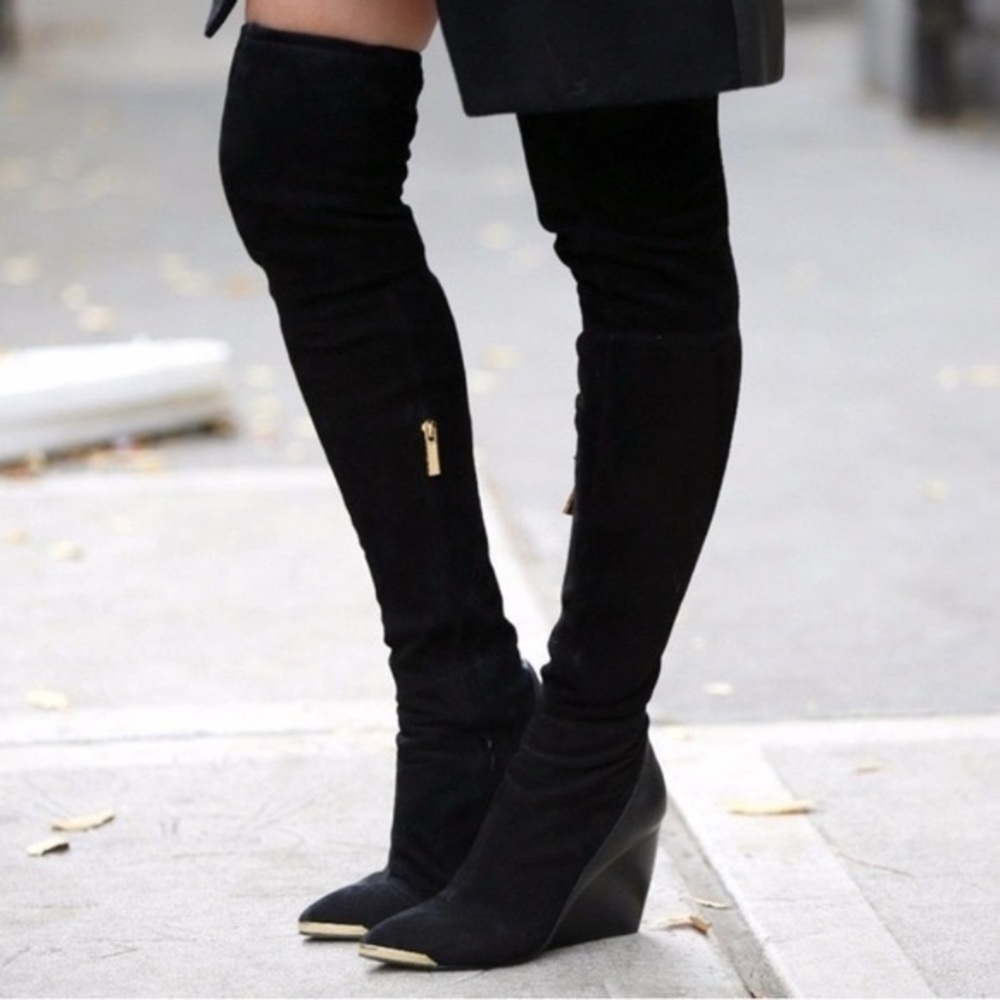 Rachel Zoe thigh high wedge boot